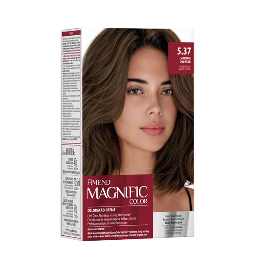 Kit Coloração Amend Magnific Color 5.37 Marrom Dourado